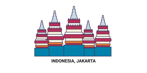 Indonésie Jakarta Cestovní Orientační Linie Vektorové Ilustrace — Stockový vektor