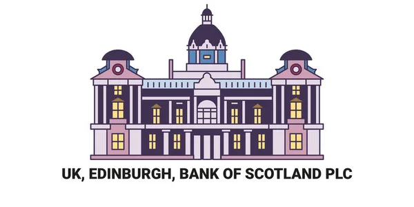 England Edinburgh Bank Scotland Plc Reise Meilenstein Linienvektorillustration — Stockvektor