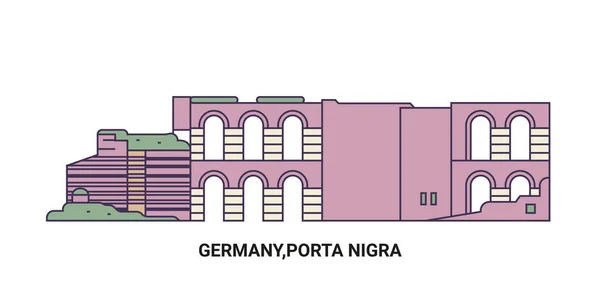 Tyskland Porta Nigra Resa Landmärke Linje Vektor Illustration — Stock vektor