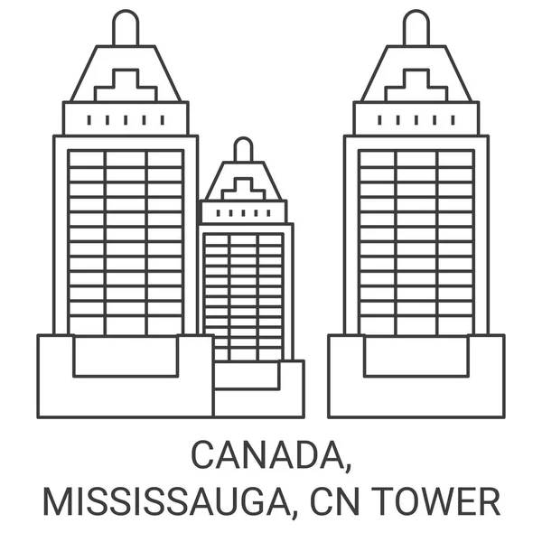 Canadá Mississauga Tower Viagem Marco Linha Vetor Ilustração — Vetor de Stock