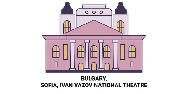 Bulgarisch Sofia Ivan Vazov Nationaltheater Reise Meilenstein Linie Vektor Illustration — Stockvektor