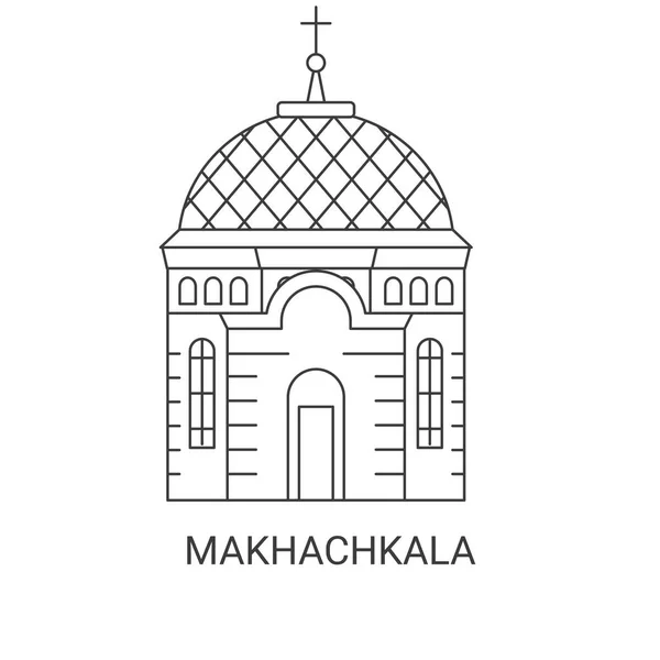 俄罗斯 Makhachkala旅行地标线矢量图解 — 图库矢量图片