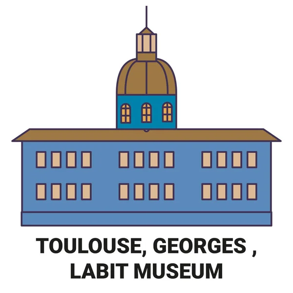 Fransa Toulouse Georges Labit Müzesi Seyahat Çizgisi Vektör Ilüstrasyonu — Stok Vektör