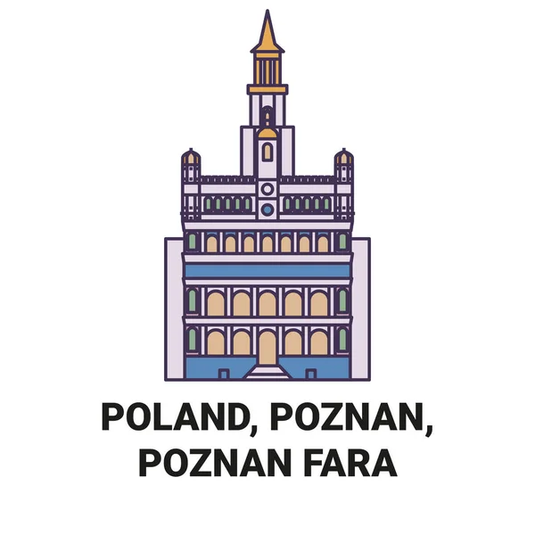 Polen Poznan Poznan Fara Reise Meilenstein Linienvektorillustration — Stockvektor