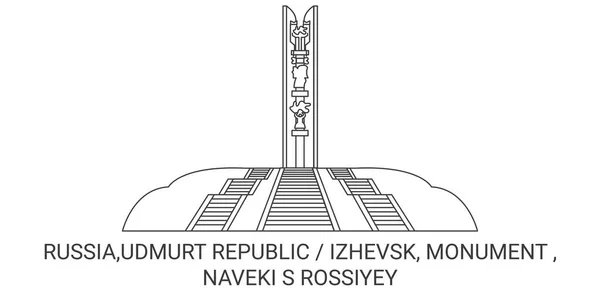 Rússia República Udmurt Izhevsk Monumento Naveki Rossiyey Viagem Marco Linha —  Vetores de Stock