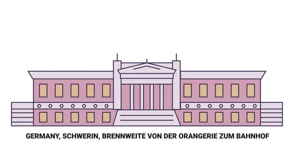 Alemania Schwerin Brennweite Von Der Orangerie Zum Bahnhof Viaje Hito — Archivo Imágenes Vectoriales