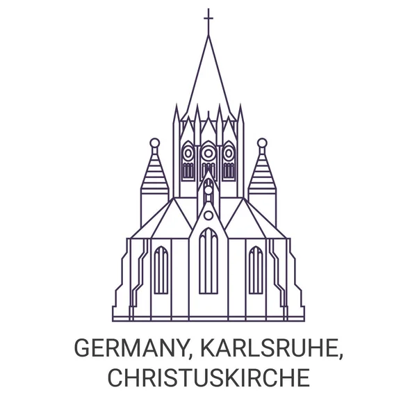Deutschland Karlsruhe Christuskirche Reise Meilenstein Linienvektorillustration — Stockvektor