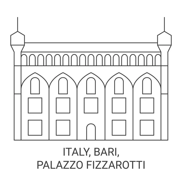 Italie Bari Palazzo Fizzarotti Voyages Illustration Vectorielle Ligne Historique — Image vectorielle
