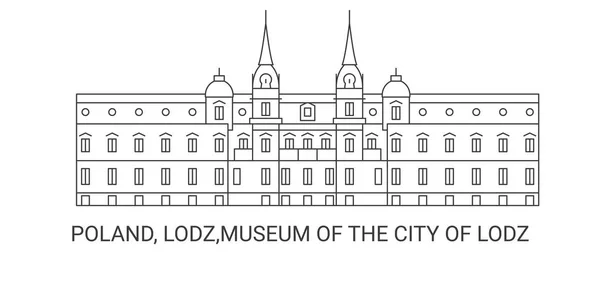 Polónia Lodz Museu Cidade Lodz Viagem Marco Linha Vetor Ilustração — Vetor de Stock