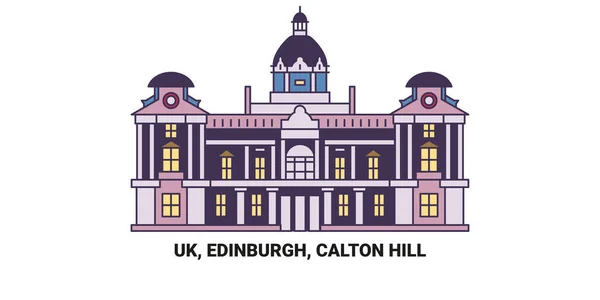 Edinburgh Calton Hill Travel Landmark Line Vector Illustration — 스톡 벡터