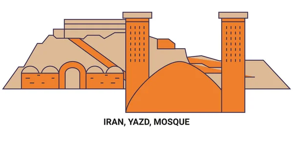 Iran Yazd Meh Mosquée Voyage Illustration Vectorielle Ligne Historique — Image vectorielle