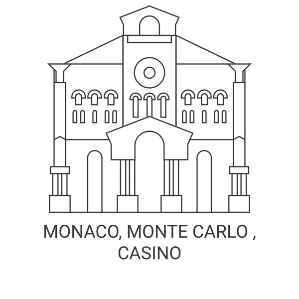 Monaco Monte Carlo Casino Travel Landmark Line Vector Illustration — 스톡 벡터
