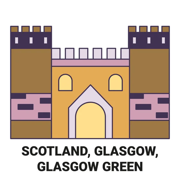 Écosse Glasgow Glasgow Illustration Vectorielle Ligne Voyage Verte — Image vectorielle