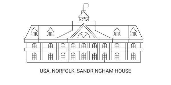 Usa Norfolk Sandringham House Illustrazione Vettoriale Del Punto Riferimento Viaggio — Vettoriale Stock