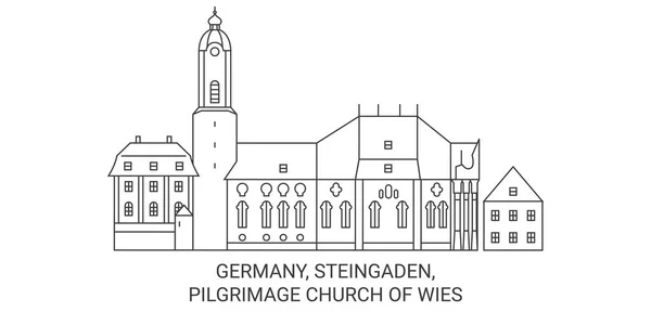 ドイツ シュタインゲン ウィーズの巡礼教会は ランドマークラインベクトルのイラストを旅行 — ストックベクタ