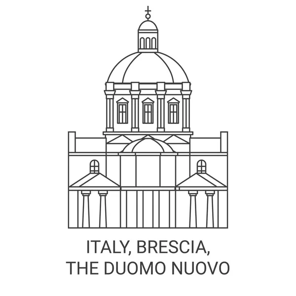 Italia Brescia Duomo Nuovo Recorrido Hito Línea Vector Ilustración — Vector de stock