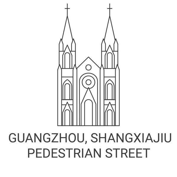 China Guangzhou Shangxiajiu Ilustração Vetor Linha Referência Viagem Rua Pedestre —  Vetores de Stock