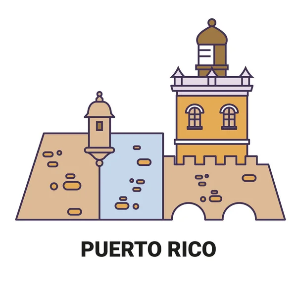Πουέρτο Ρίκο Ταξίδια Ορόσημο Γραμμή Διανυσματική Απεικόνιση — Διανυσματικό Αρχείο