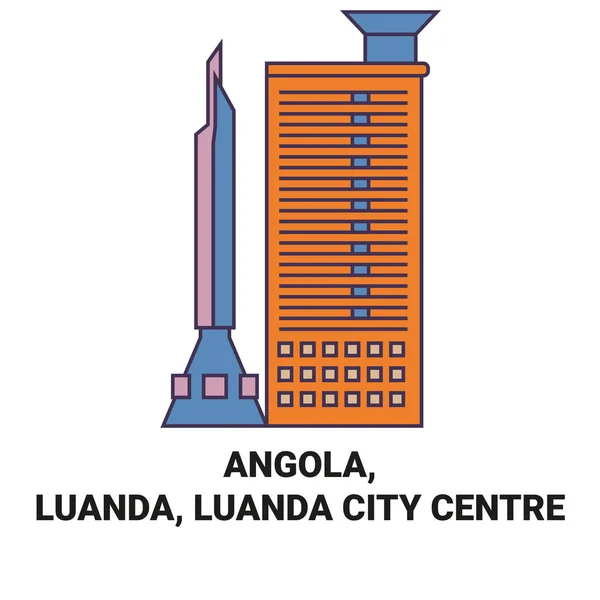 Angola Luanda Luanda Centro Ciudad Viaje Hito Línea Vector Ilustración — Vector de stock