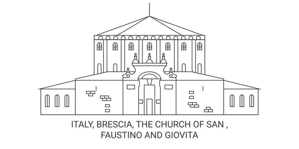 Itália Bréscia Igreja San Faustino Giovita Viagem Marco Linha Vetor — Vetor de Stock