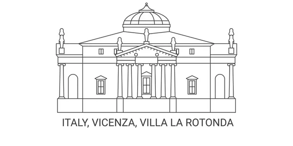 Talya Vicenza Villa Rotonda Seyahat Çizgisi Vektör Ilüstrasyonu — Stok Vektör