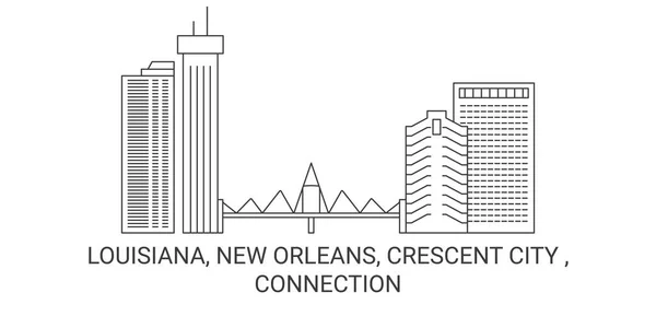 Estados Unidos Luisiana Nueva Orleans Crescent City Conexión Viaje Hito — Vector de stock