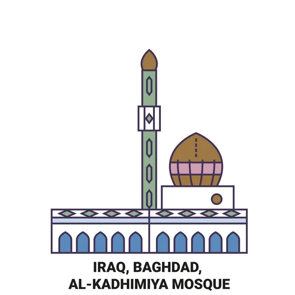 Irak Bagdad Alkadhimiya Mosquée Voyage Illustration Vectorielle Ligne Historique — Image vectorielle