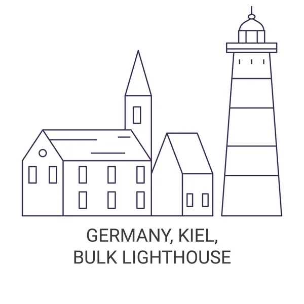 ドイツ キール バルク灯台旅行ランドマークラインベクトル図 — ストックベクタ