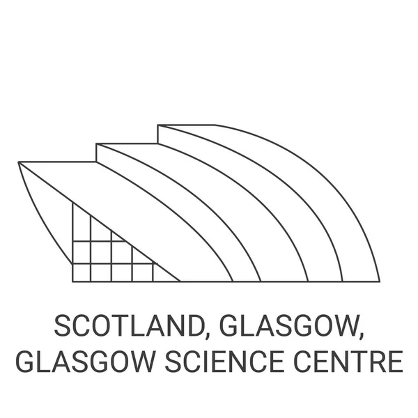 Schottland Glasgow Glasgow Science Centre Reise Meilenstein Linienvektorillustration — Stockvektor