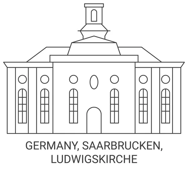 Deutschland Saarbrücken Ludwigskirche Reise Meilenstein Linienvektorillustration — Stockvektor