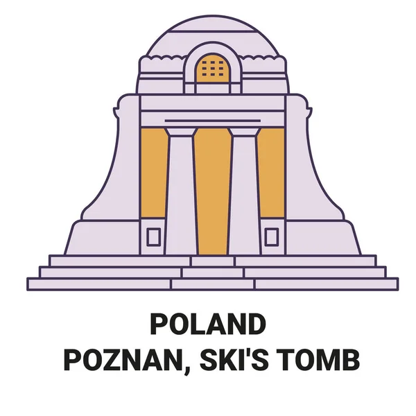 Pologne Izrael Poznaskis Illustration Vectorielle Ligne Repère Voyage Tombeau — Image vectorielle