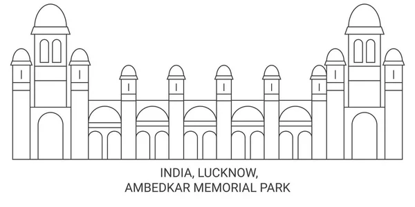 Índia Lucknow Ambedkar Memorial Park Viagem Marco Linha Vetor Ilustração —  Vetores de Stock
