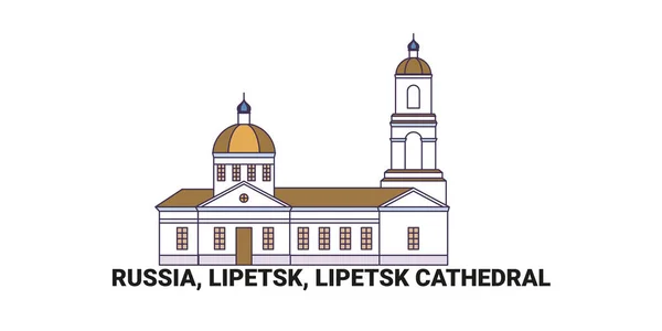 Russland Lipezk Lipezker Kathedrale Reise Meilenstein Linienvektorillustration — Stockvektor