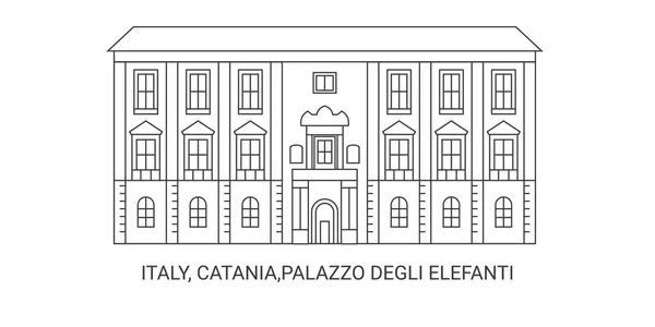 Italien Catania Palazzo Degli Elefanti Linienvektorillustration — Stockvektor
