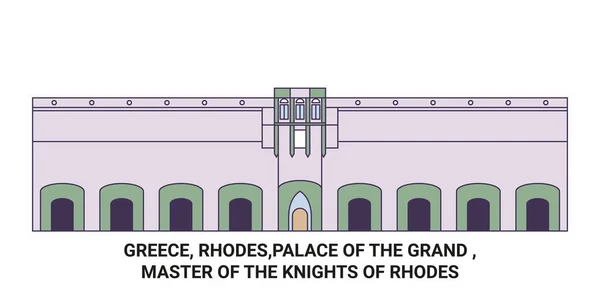 Yunanistan Rodos Büyük Saray Rodos Şövalyeleri Nin Efendisi Tarihi Eser — Stok Vektör