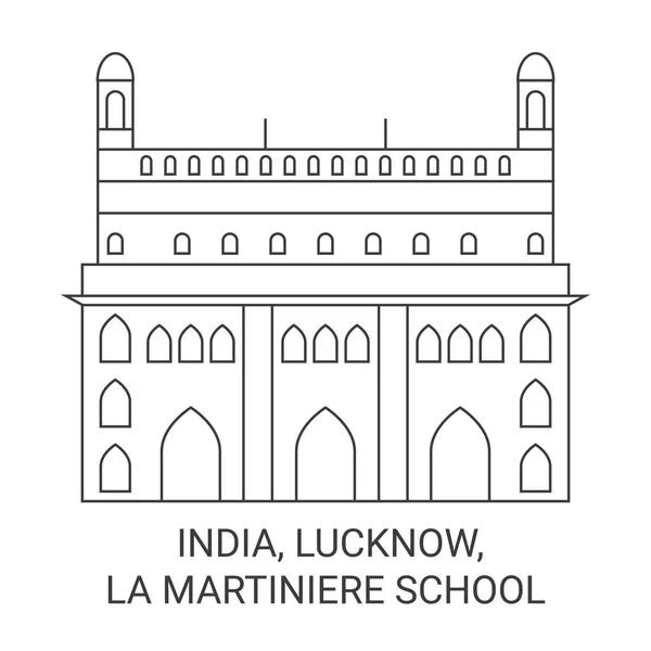 India Lucknow Martiniere Scuola Viaggi Pietra Miliare Linea Vettoriale Illustrazione — Vettoriale Stock
