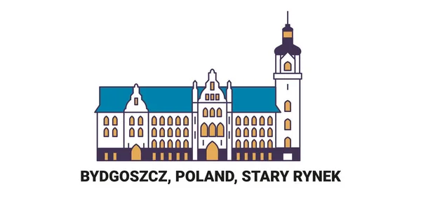Polska Bydgoszcz Stary Rynek Podróżować Punkt Orientacyjny Linia Wektor Ilustracja — Wektor stockowy