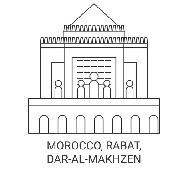 Maroc Rabat Daralmakhzen Illustration Vectorielle Ligne Voyage — Image vectorielle