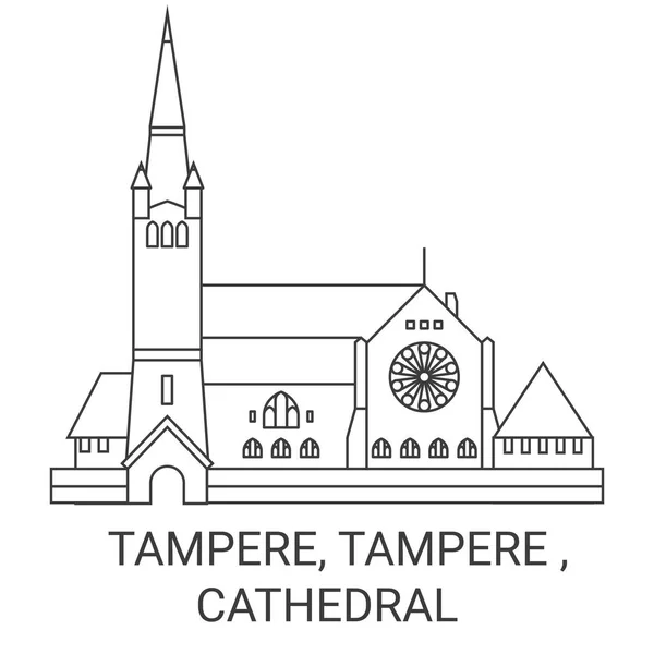 Finnland Tampere Tampere Kathedrale Reise Meilenstein Linienvektorillustration — Stockvektor