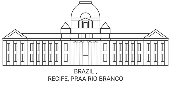 Brasile Recife Praa Rio Branco Immagini Vettoriali Riferimento Viaggio — Vettoriale Stock
