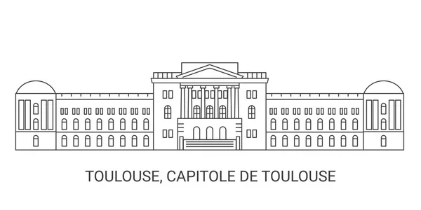 Francia Tolosa Capitole Tolosa Illustrazione Vettoriale Riferimento Viaggio — Vettoriale Stock