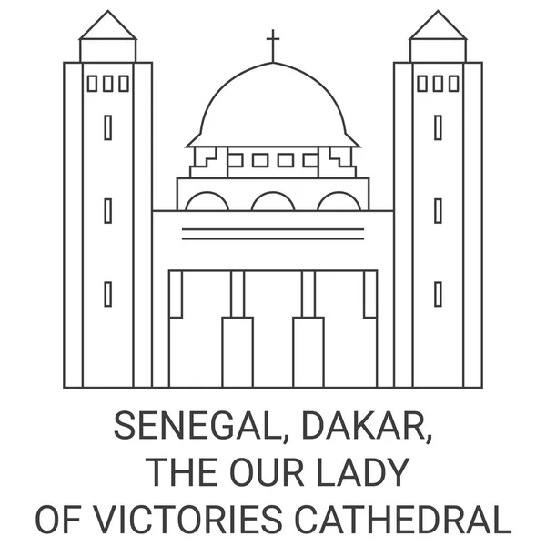 Sénégal Dakar Cathédrale Notre Dame Des Victoires Illustration Vectorielle Ligne — Image vectorielle