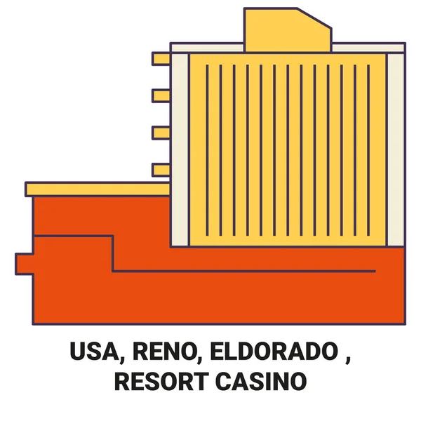 Usa Reno Eldorado Resort Καζίνο Ταξίδια Ορόσημο Γραμμή Διανυσματική Απεικόνιση — Διανυσματικό Αρχείο