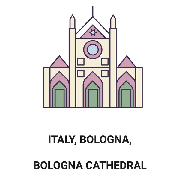 意大利 博洛尼亚 博洛尼亚大教堂旅行地标线矢量图解 — 图库矢量图片