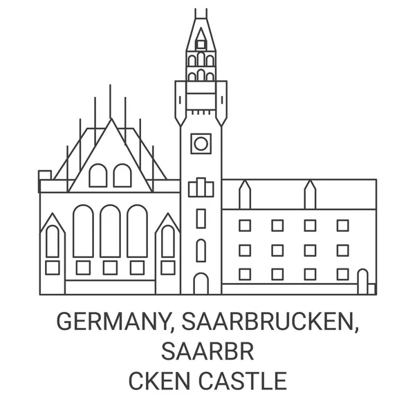 Německo Saarbrucken Saarbrcken Hrad Cestovní Orientační Linie Vektor Ilustrace — Stockový vektor