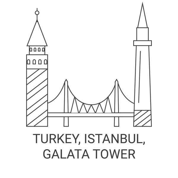 Турция Стамбул Галатская Башня Векторная Иллюстрация — стоковый вектор