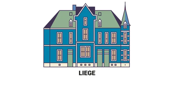 Belgique Liège Voyages Illustration Vectorielle Ligne Historique — Image vectorielle