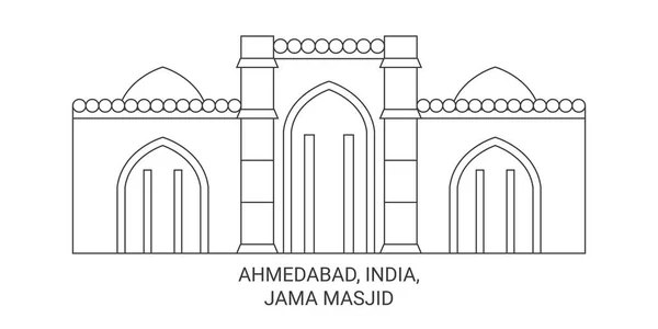 stock vector India, Ahmedabad, Jama Masjid, travel landmark line vector illustration