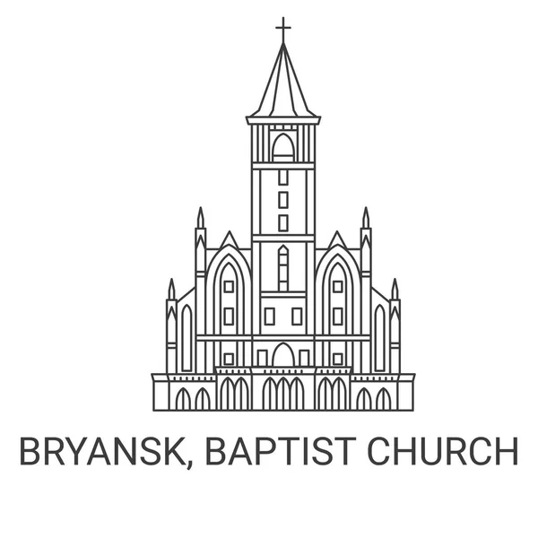 Russia Bryansk Baptist Church Travel Landmark Line Vector Illustration — Stock Vector