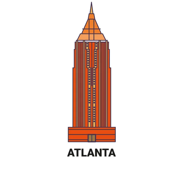 Atlanta Viaje Hito Línea Vector Ilustración — Vector de stock